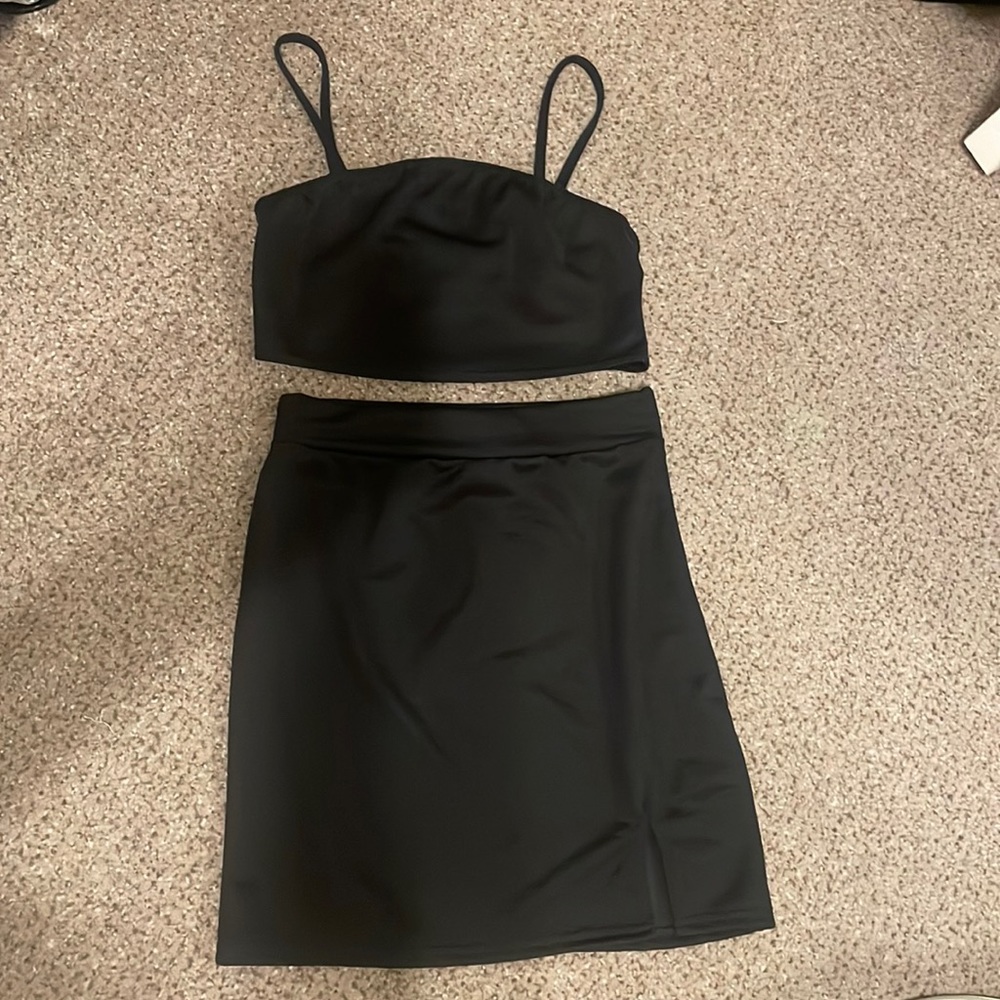 Missguided 2 piece black skirt/top set